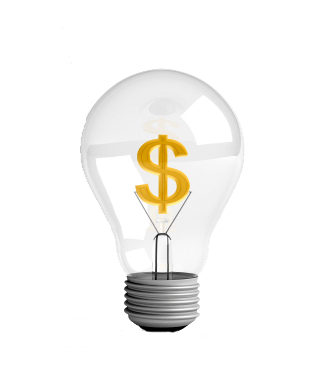 Dollar sign in light bulb